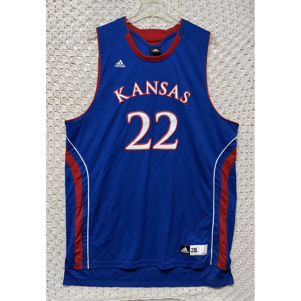 Kansas Jayhawks KU Adidas #22 Sleeveless Jersey Shirt Men 2XL Basketball Blue